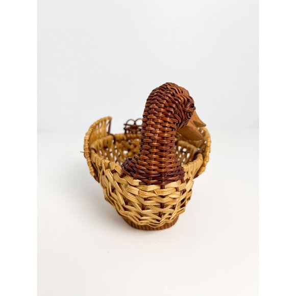 Vintage 90s mini wicker duck basket - Picture 2 of 9